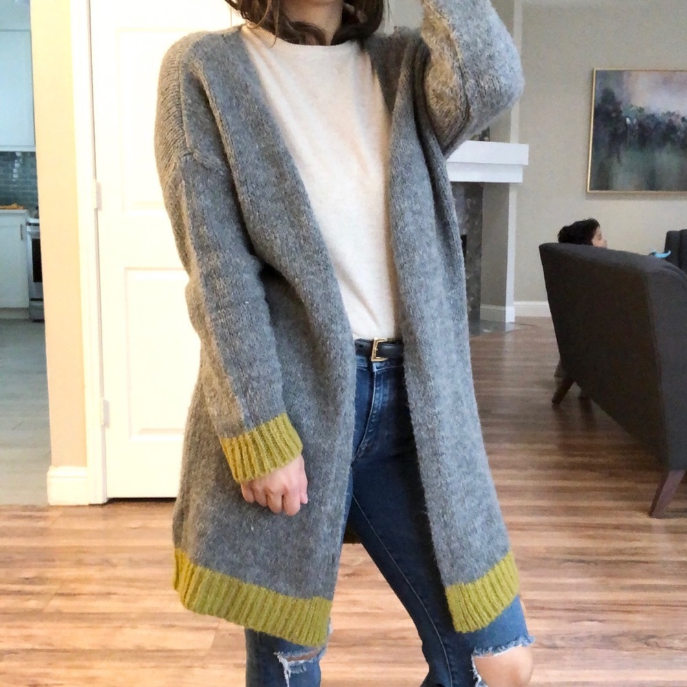 Niccolai Grey with Lime trim long cardigan…